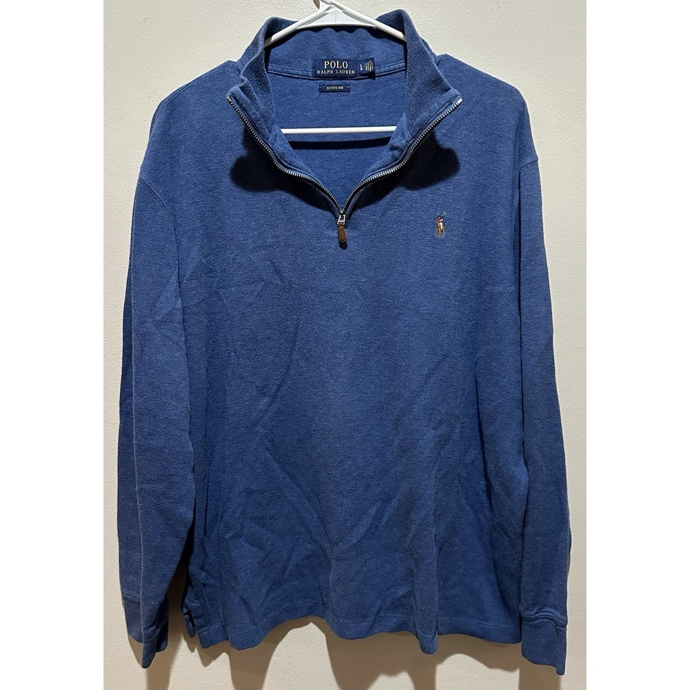 POLO Ralph Lauren Men's‎ Estate-Rib Quarter-Zip Pullover Size Large - Blue